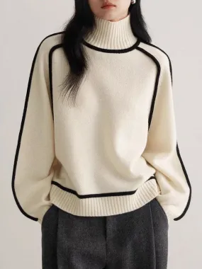 Contrast Funnel Neck Sweater