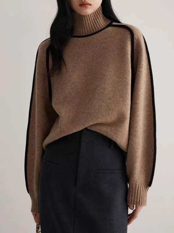 Contrast Funnel Neck Sweater