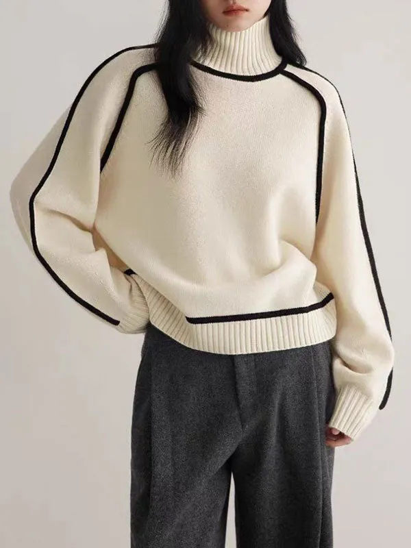 Contrast Funnel Neck Sweater