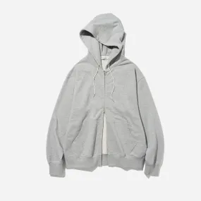 CORE BASIC FULL ZIP HOODIE - GREY MELANGE