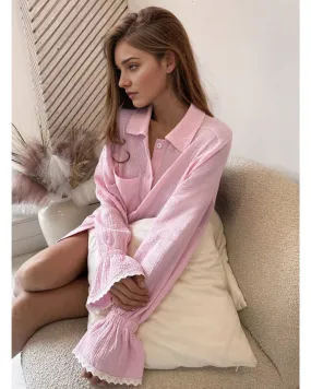 Cotton Cardigan Sleepwear Luxurious Pajama Set