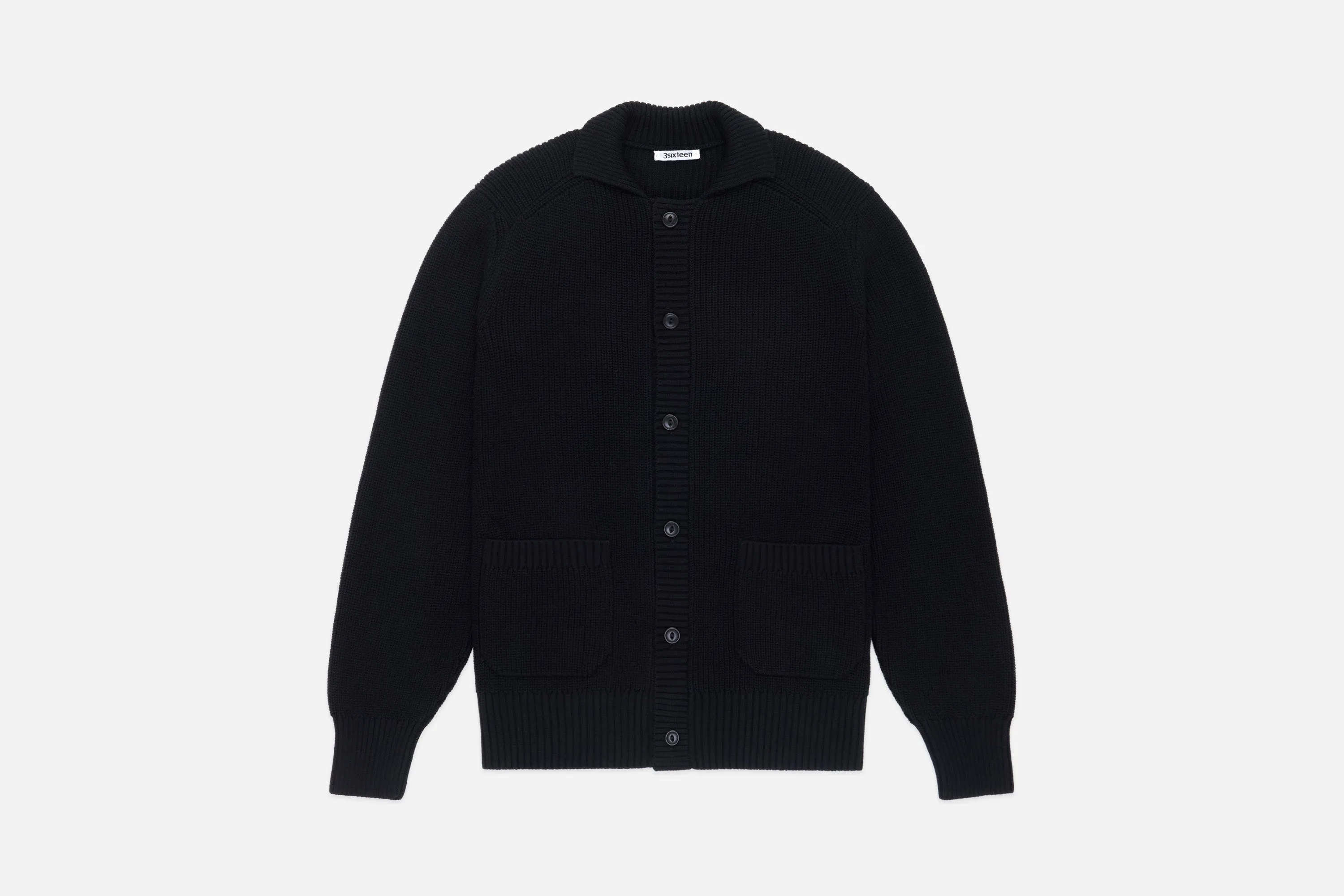 Cotton Collared Cardigan ~ Black