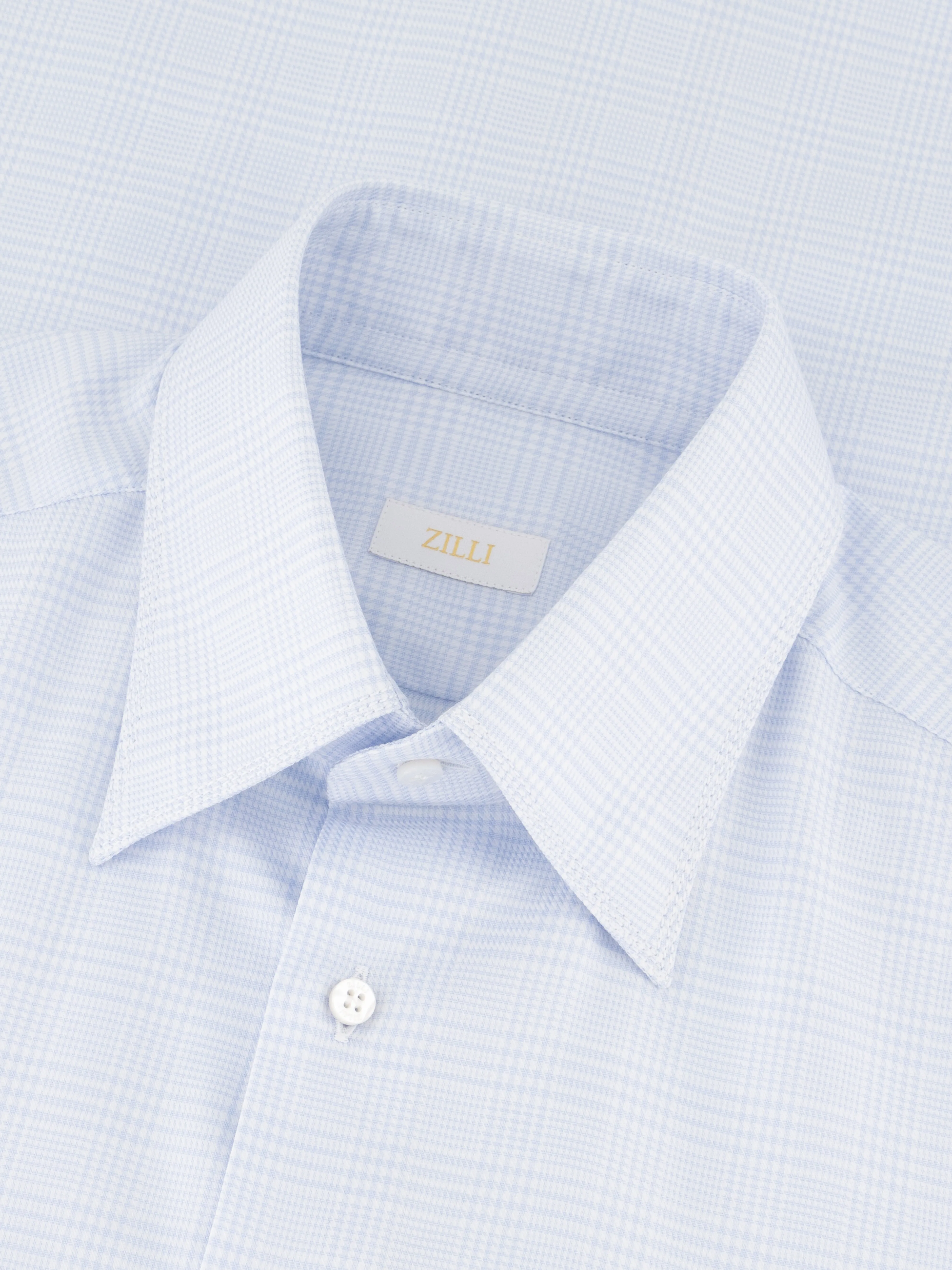 Cotton Shirt with Gingham Pattern Light Blue