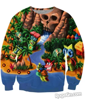 Crash Bandicoot Map Crewneck Sweatshirt