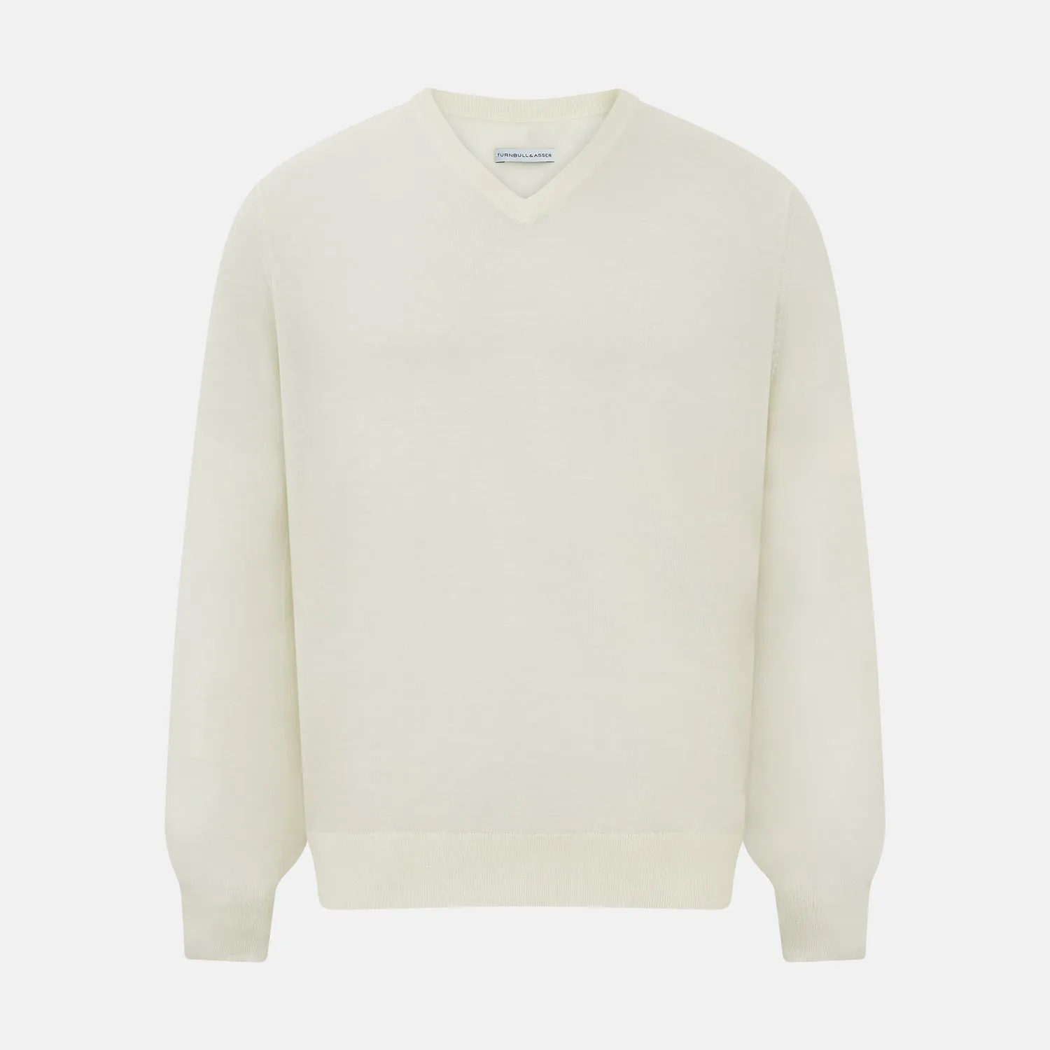 Cream Fine Merino V-Neck Jumper