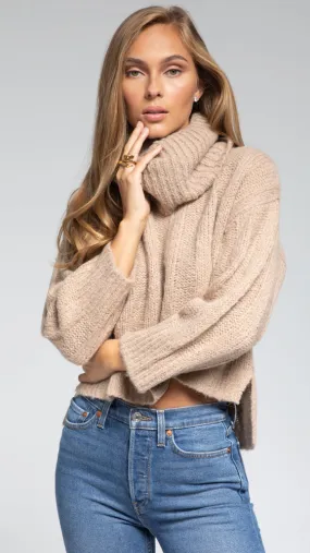 Cropped Turtleneck - Camel