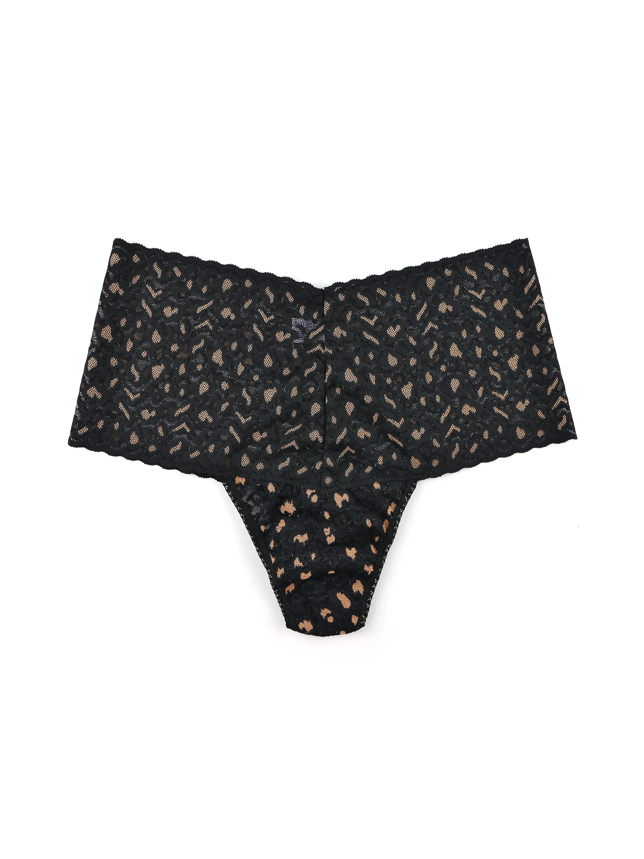 Cross-Dyed Leopard Retro Thong Black