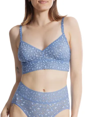 Cross Dyed Leopard V-Neck Retro Bralette Stonewash Blue