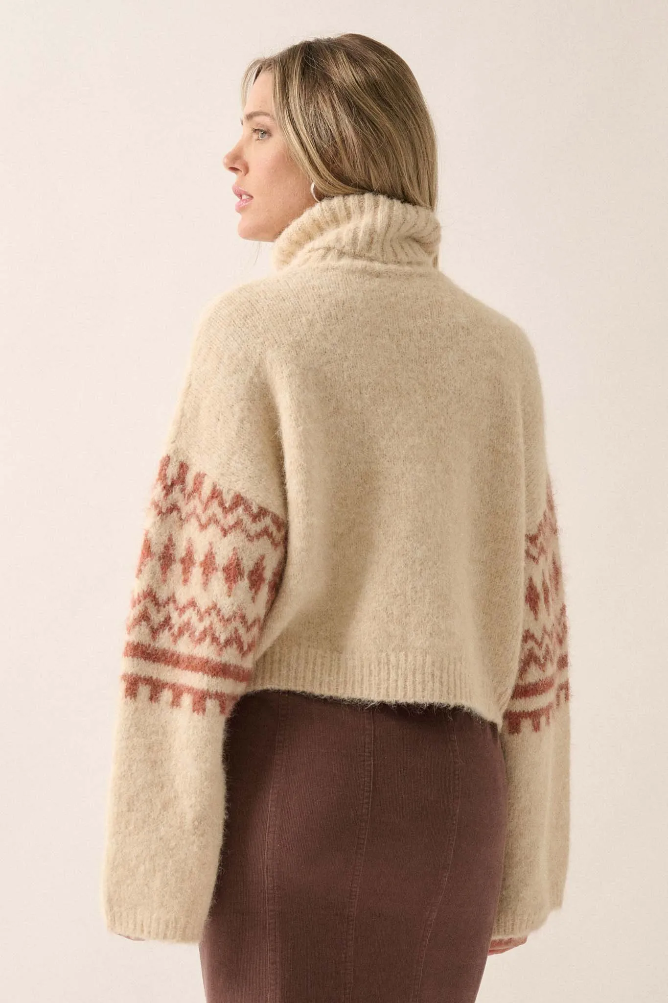 Crystal Peak Fuzzy Knit Alpine Turtleneck Sweater