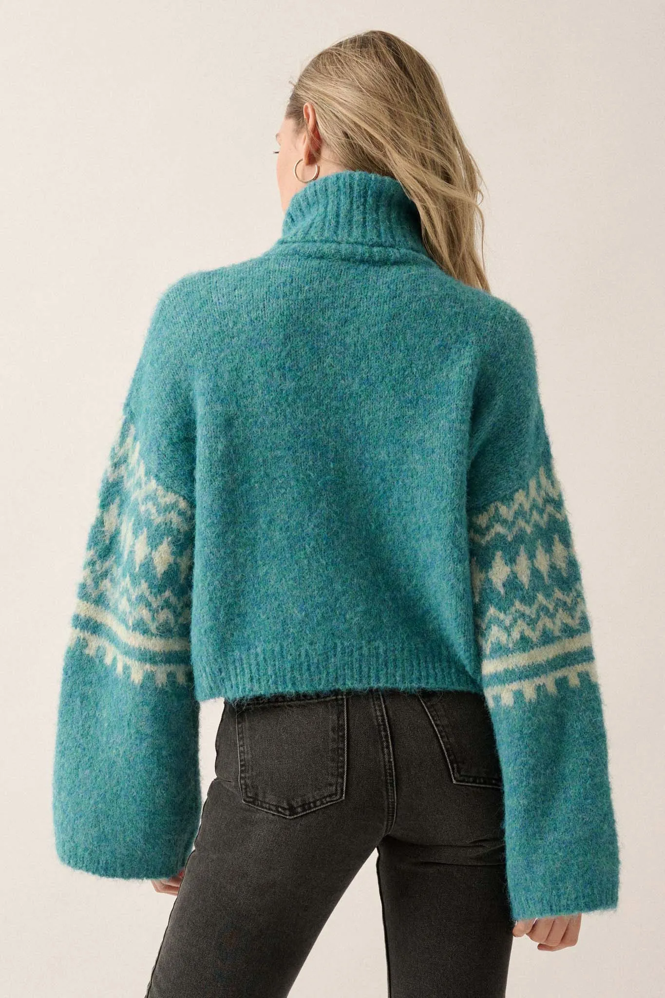 Crystal Peak Fuzzy Knit Alpine Turtleneck Sweater