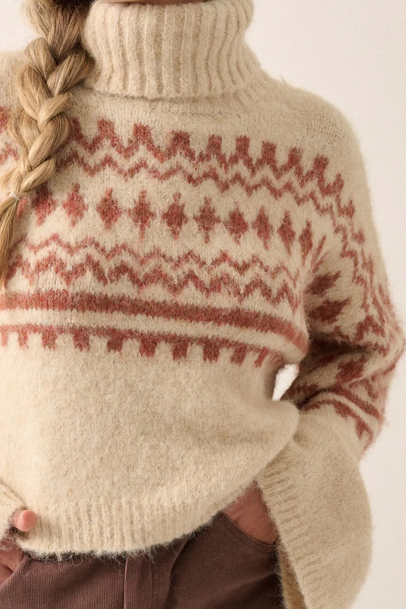 Crystal Peak Fuzzy Knit Alpine Turtleneck Sweater