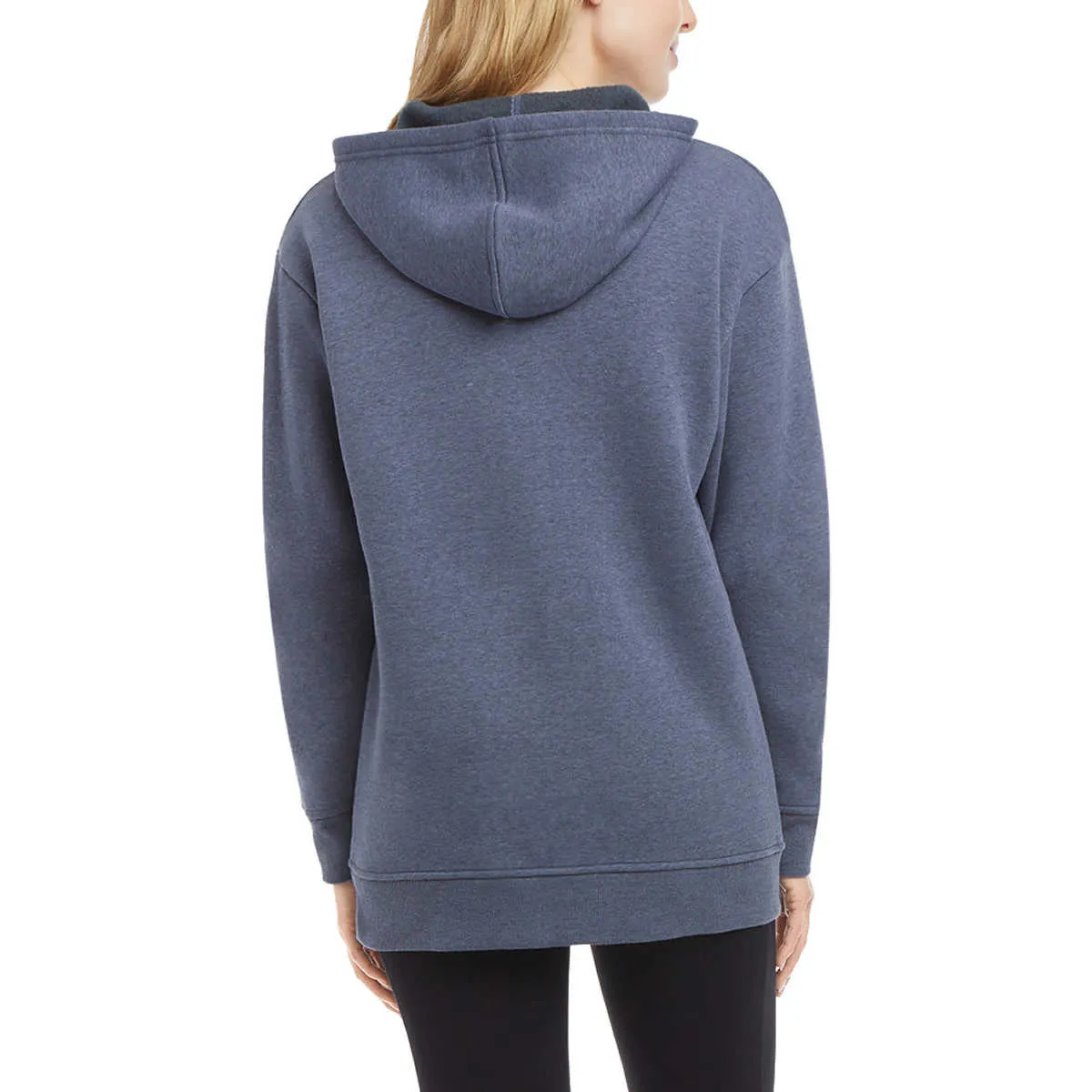 Danskin Women's Kangaroo Pockets Cotton Blend Soft Brushed Fleece Casual Active Full Zip Hoodie