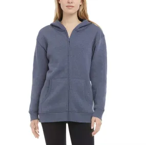 Danskin Women's Kangaroo Pockets Cotton Blend Soft Brushed Fleece Casual Active Full Zip Hoodie