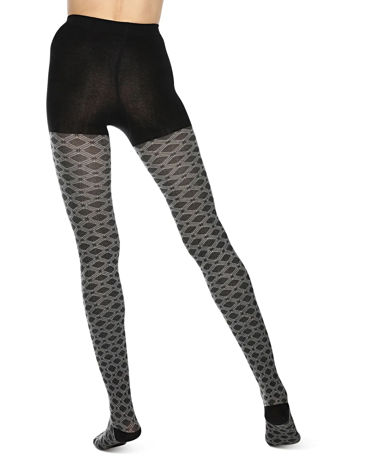 Diamond Patterned Cotton Blend Sweater Tights