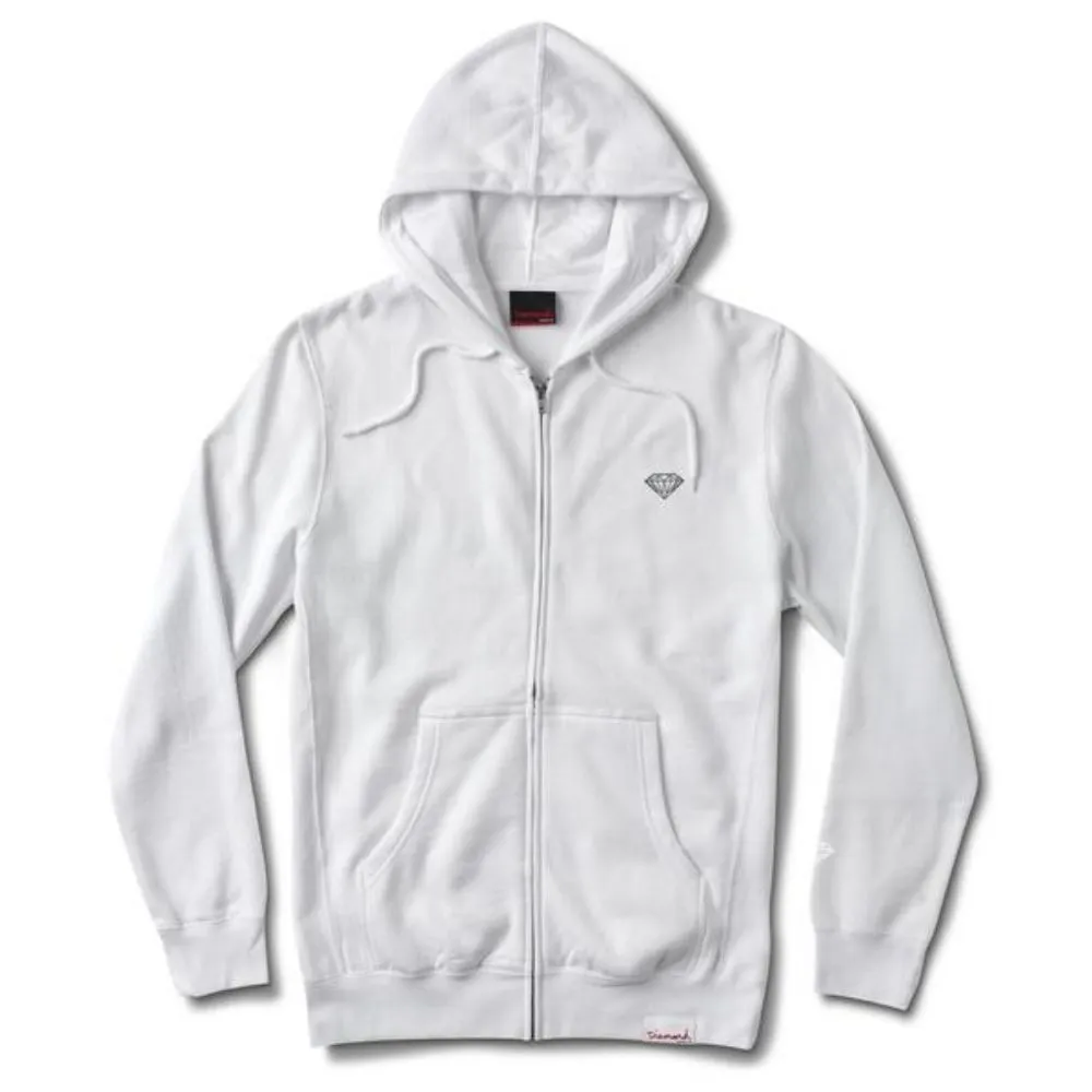 Diamond Supply Co Micro Brilliant Zip Hoodie White