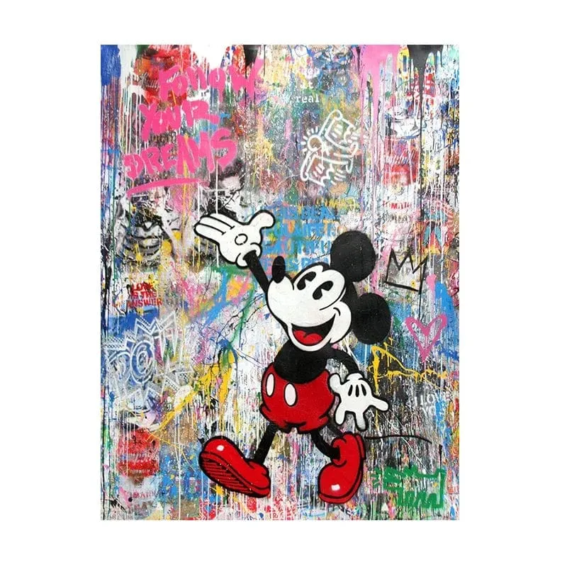 Disney Inspired Graffiti Cartoon Artwork Mickey Mouse Canvas Wall Art Prints