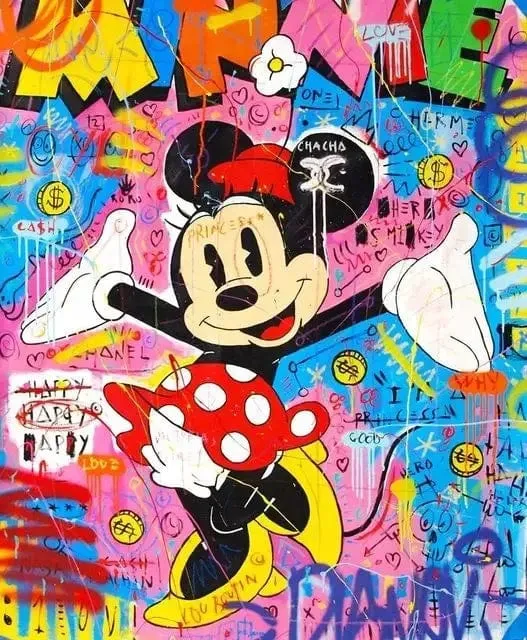 Disney Inspired Graffiti Cartoon Artwork Mickey Mouse Canvas Wall Art Prints