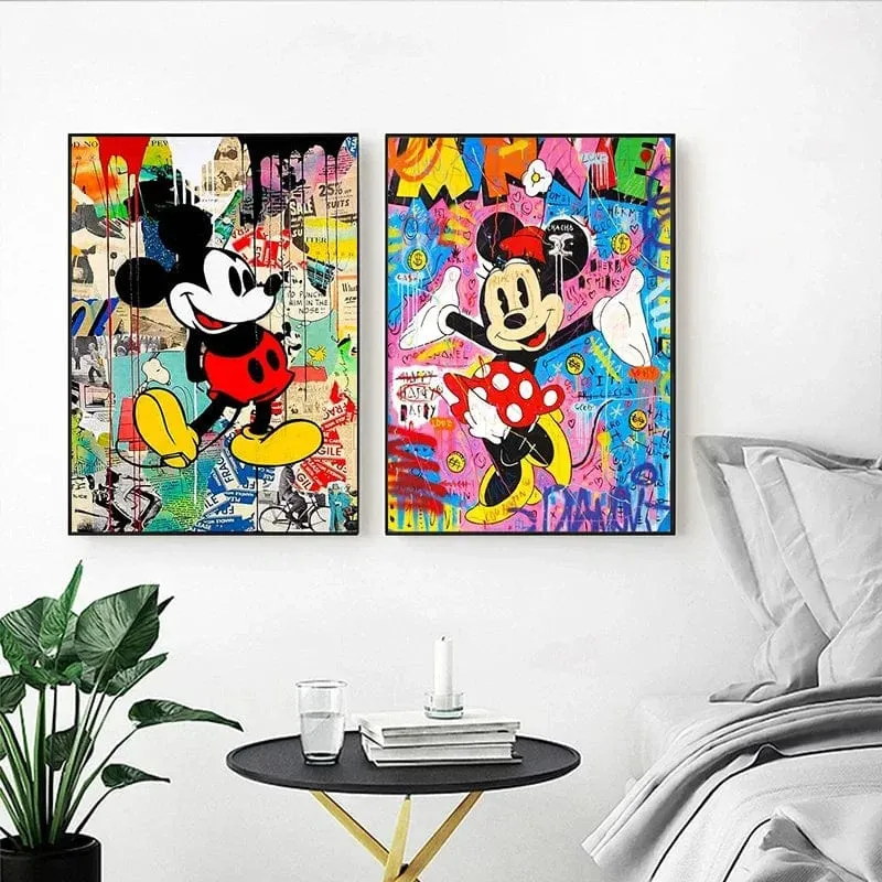 Disney Inspired Graffiti Cartoon Artwork Mickey Mouse Canvas Wall Art Prints