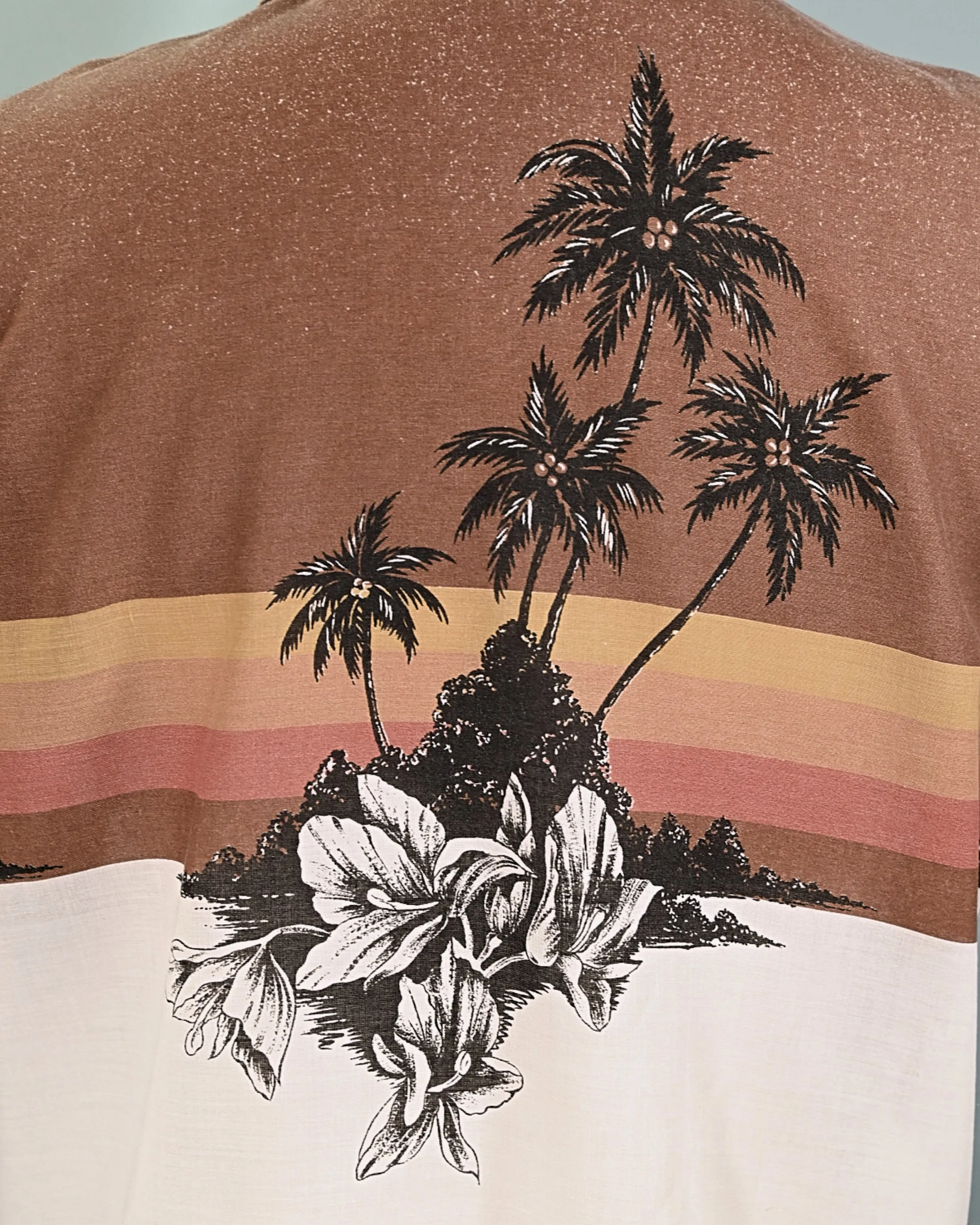 Dolphin California Vintage 70s Hawaiian Shirt, Palm Tree Silhouette Aloha Shirt L