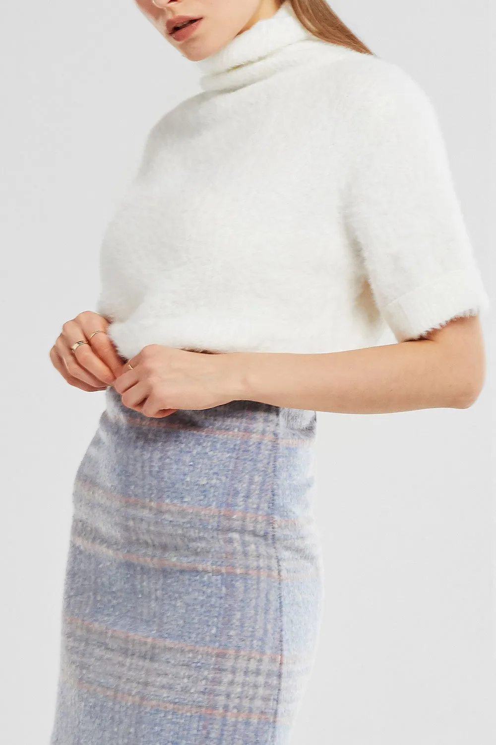 Elena Turtleneck Fuzzy Knit Top