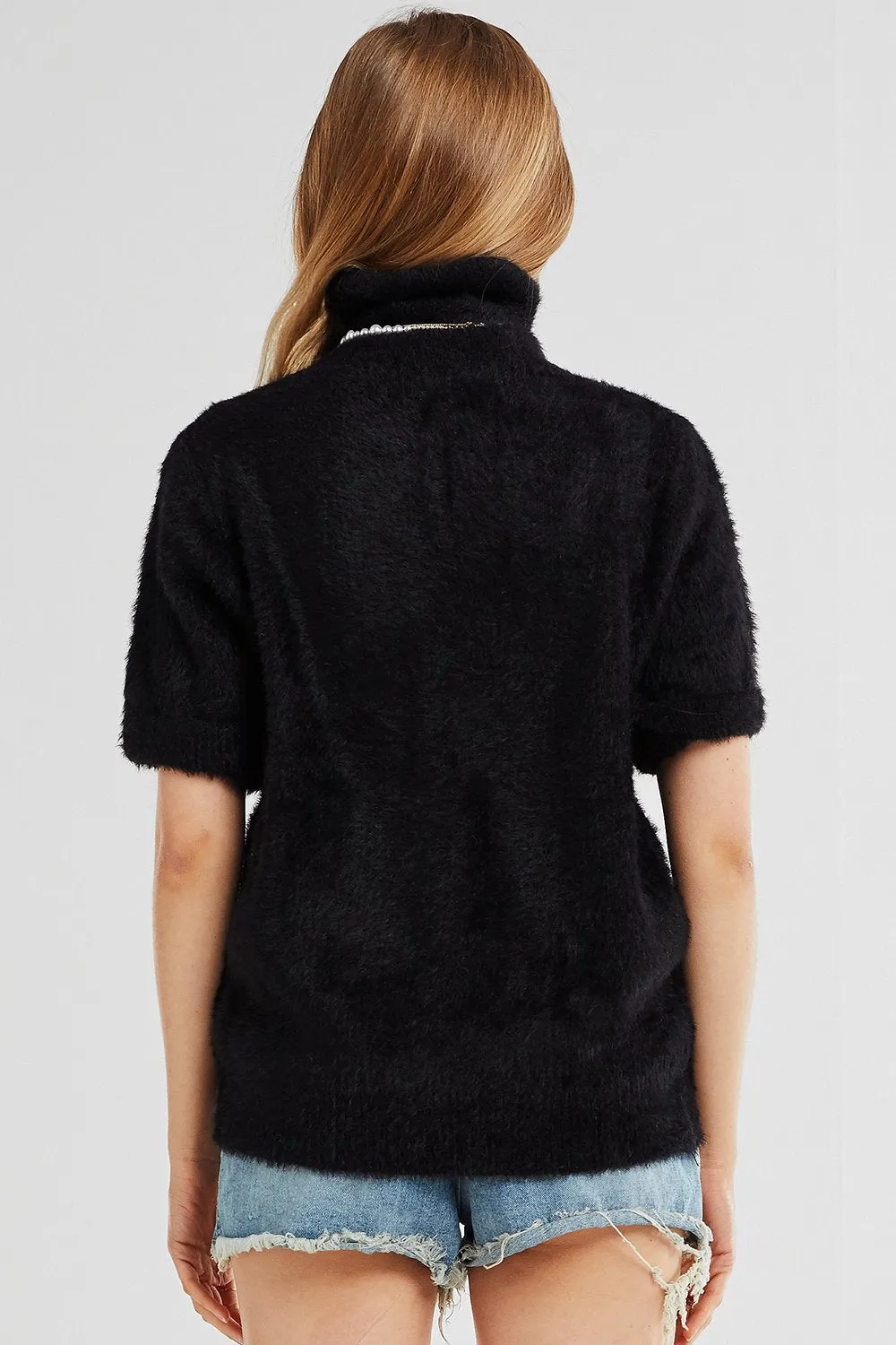 Elena Turtleneck Fuzzy Knit Top