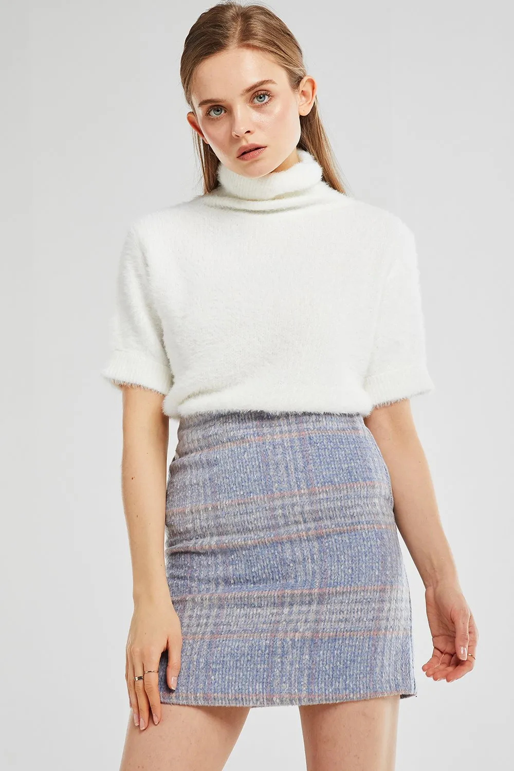 Elena Turtleneck Fuzzy Knit Top