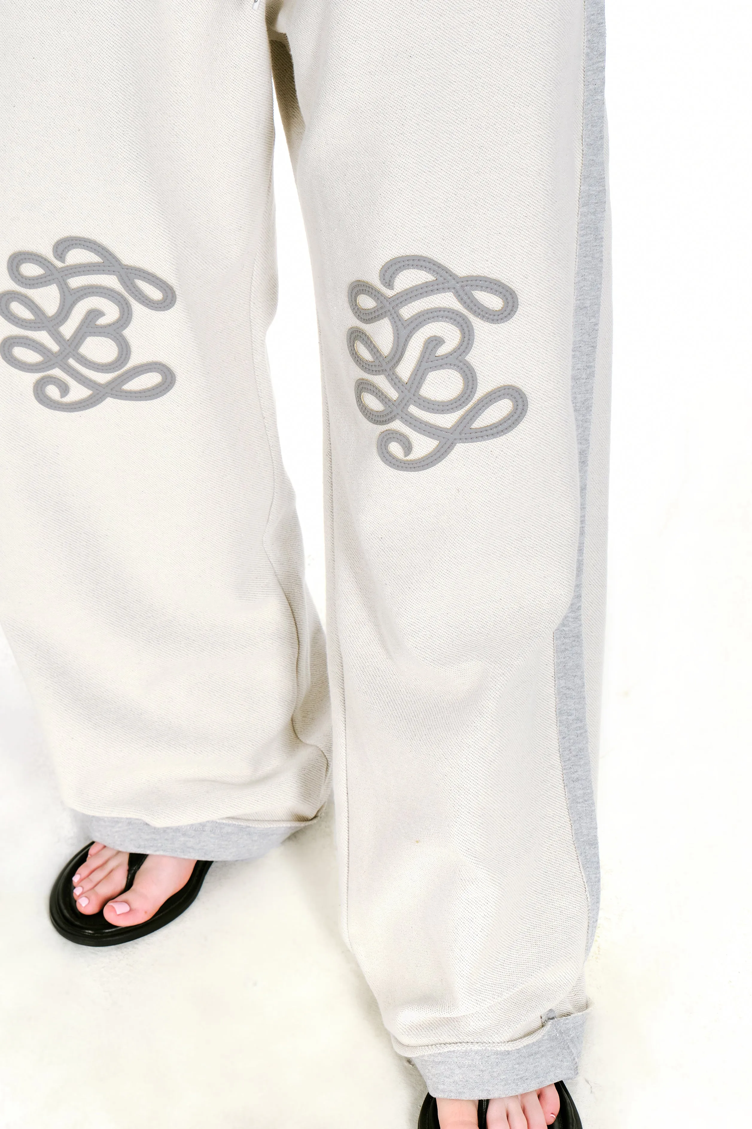 Embroidered Leather Sweatpants