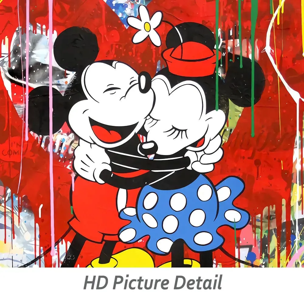 Famous Disney Cartoon Artwork Canvas Prints Mickey Mouse Minnie Love