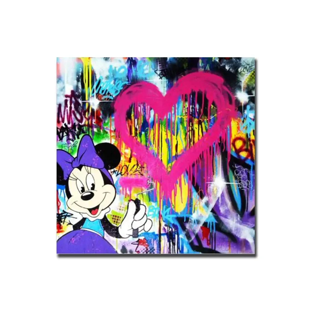 Famous Disney Cartoon Artwork Canvas Prints Mickey Mouse Minnie Love