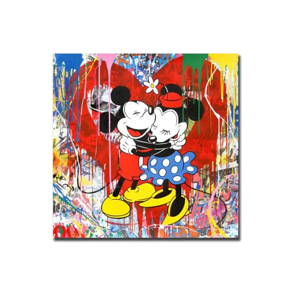 Famous Disney Cartoon Artwork Canvas Prints Mickey Mouse Minnie Love