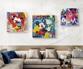 Famous Disney Cartoon Artwork Canvas Prints Mickey Mouse Minnie Love