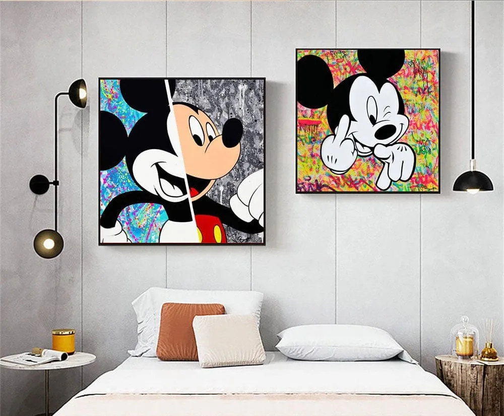 Famous Disney Cartoon Artwork Canvas Prints Mickey Mouse Minnie Love