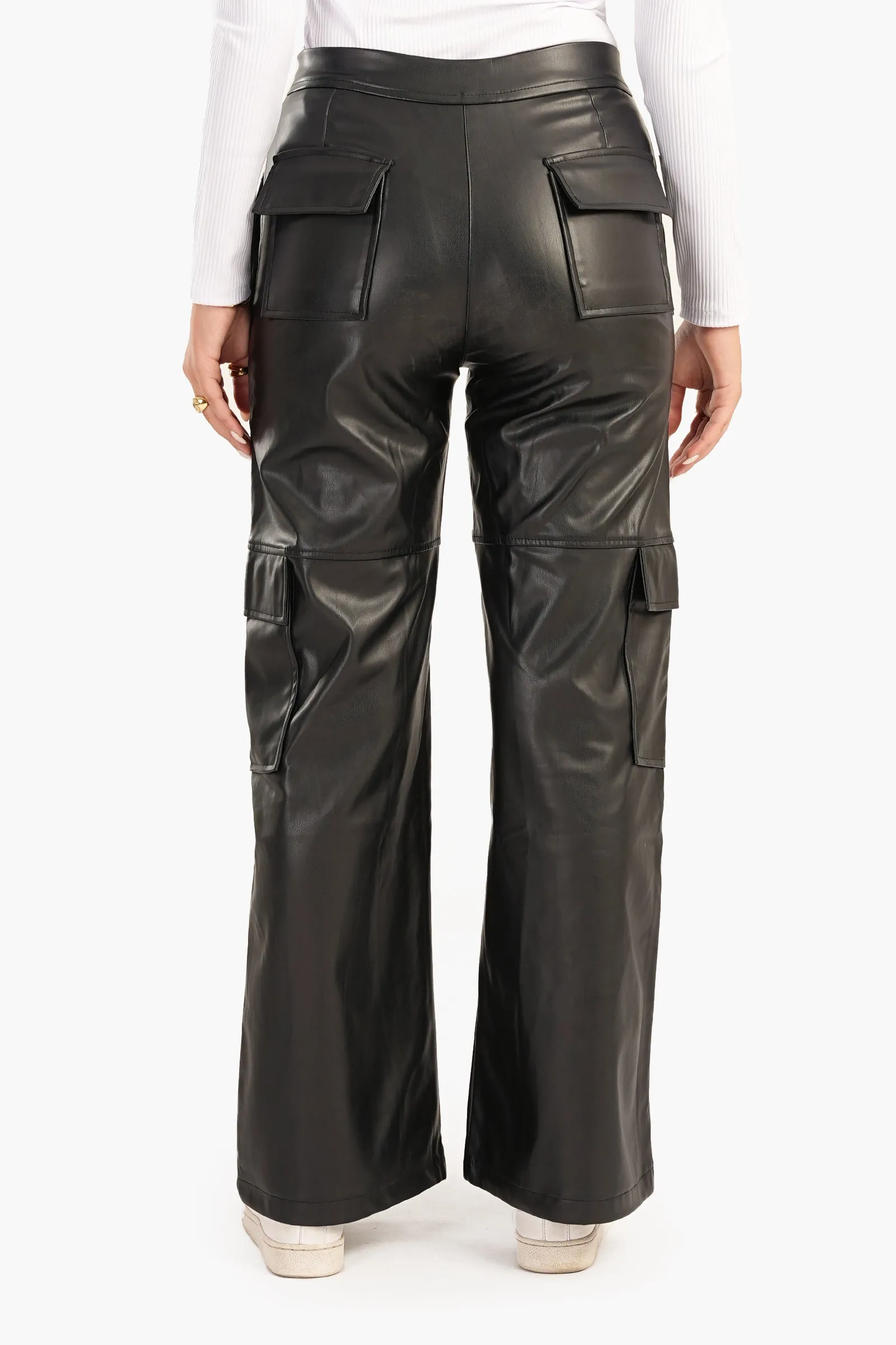 Faux Leather Cargo Pants