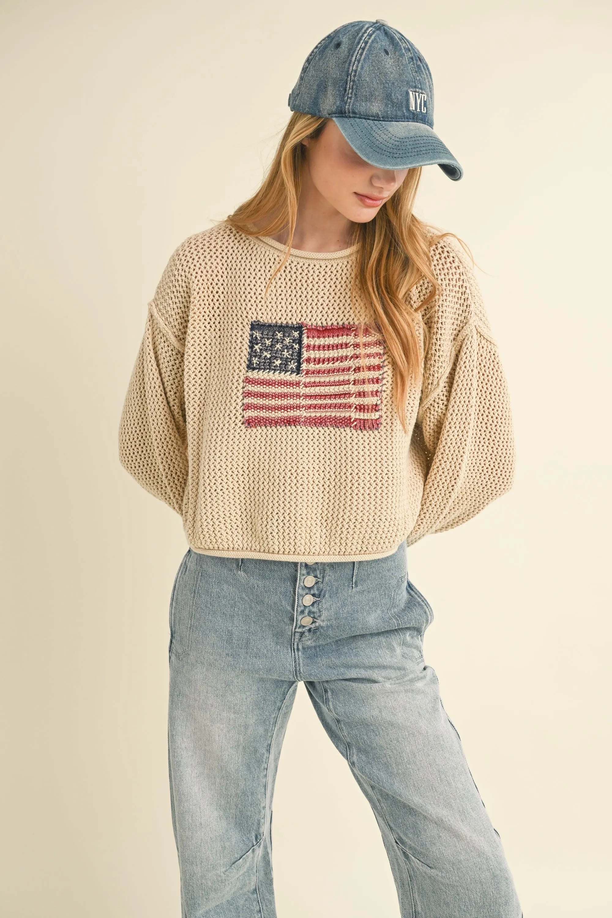 Flag Knitted Sweater Top