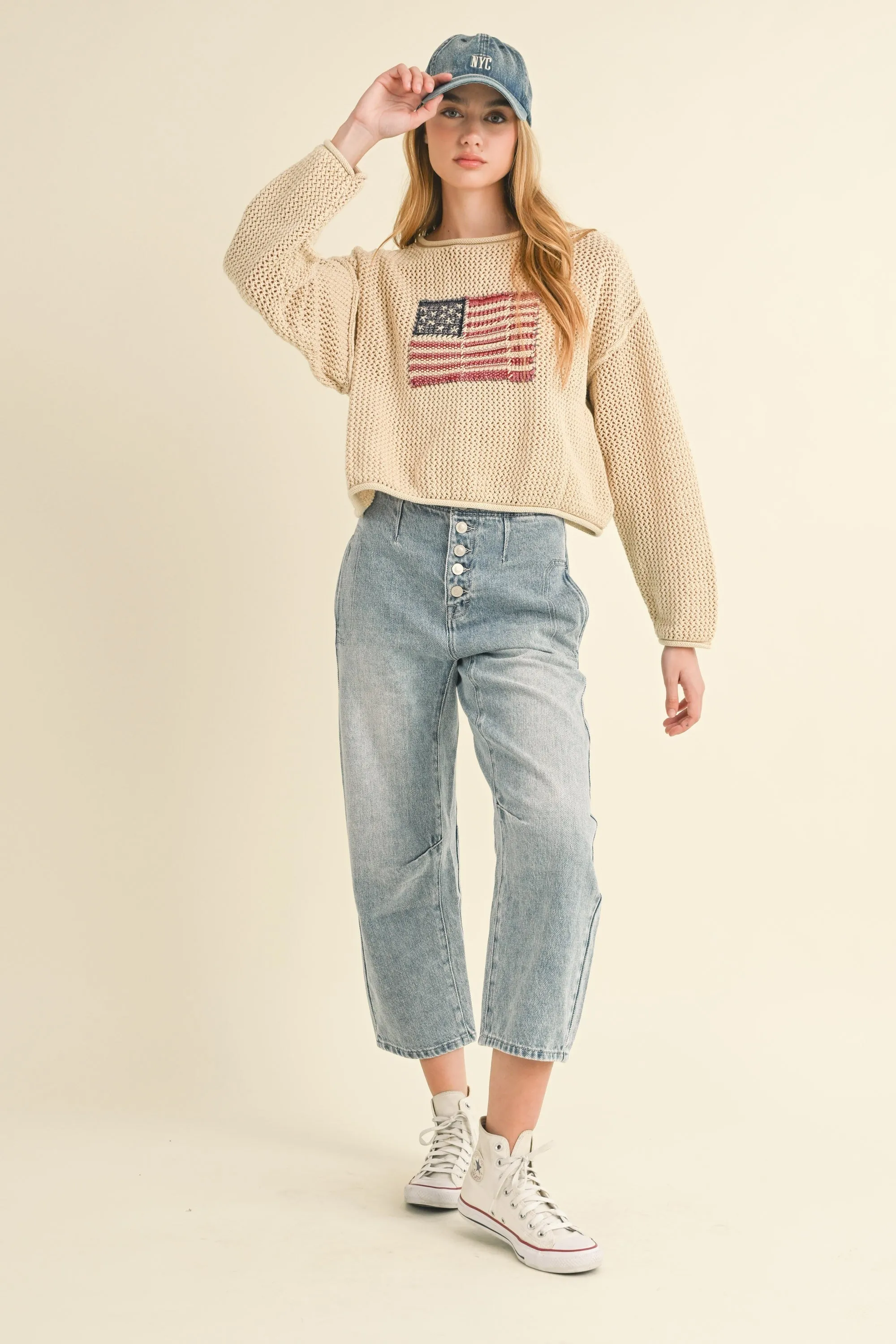 Flag Knitted Sweater Top