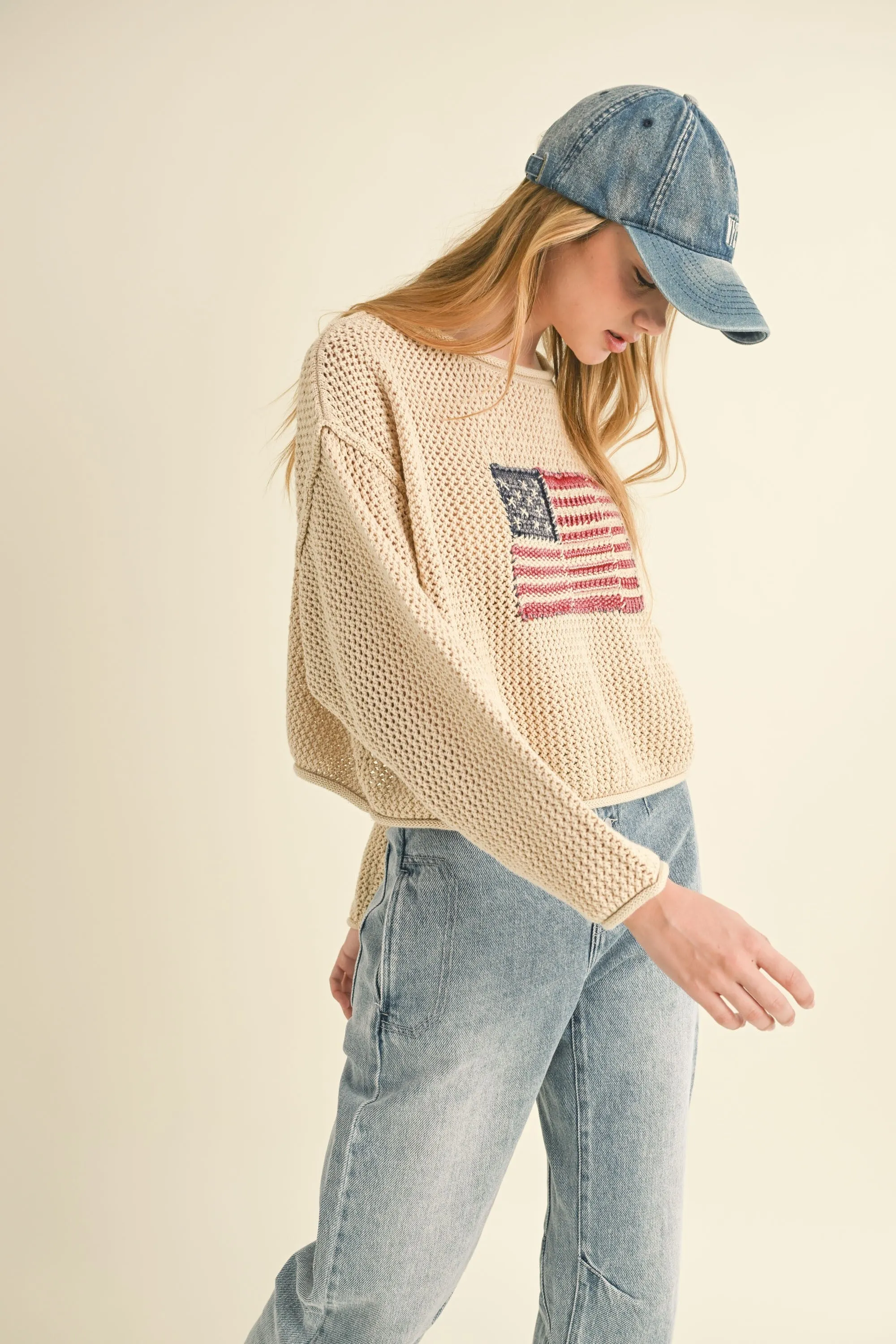 Flag Knitted Sweater Top