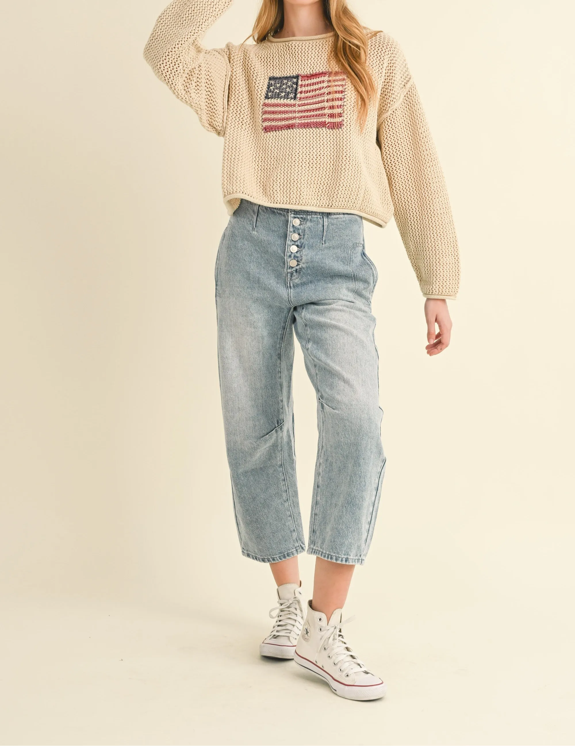 Flag Knitted Sweater Top