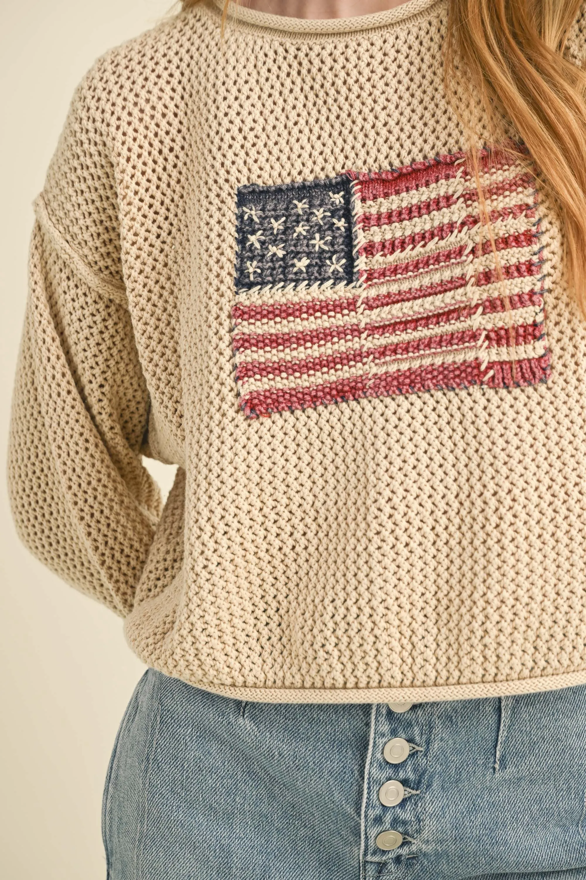 Flag Knitted Sweater Top