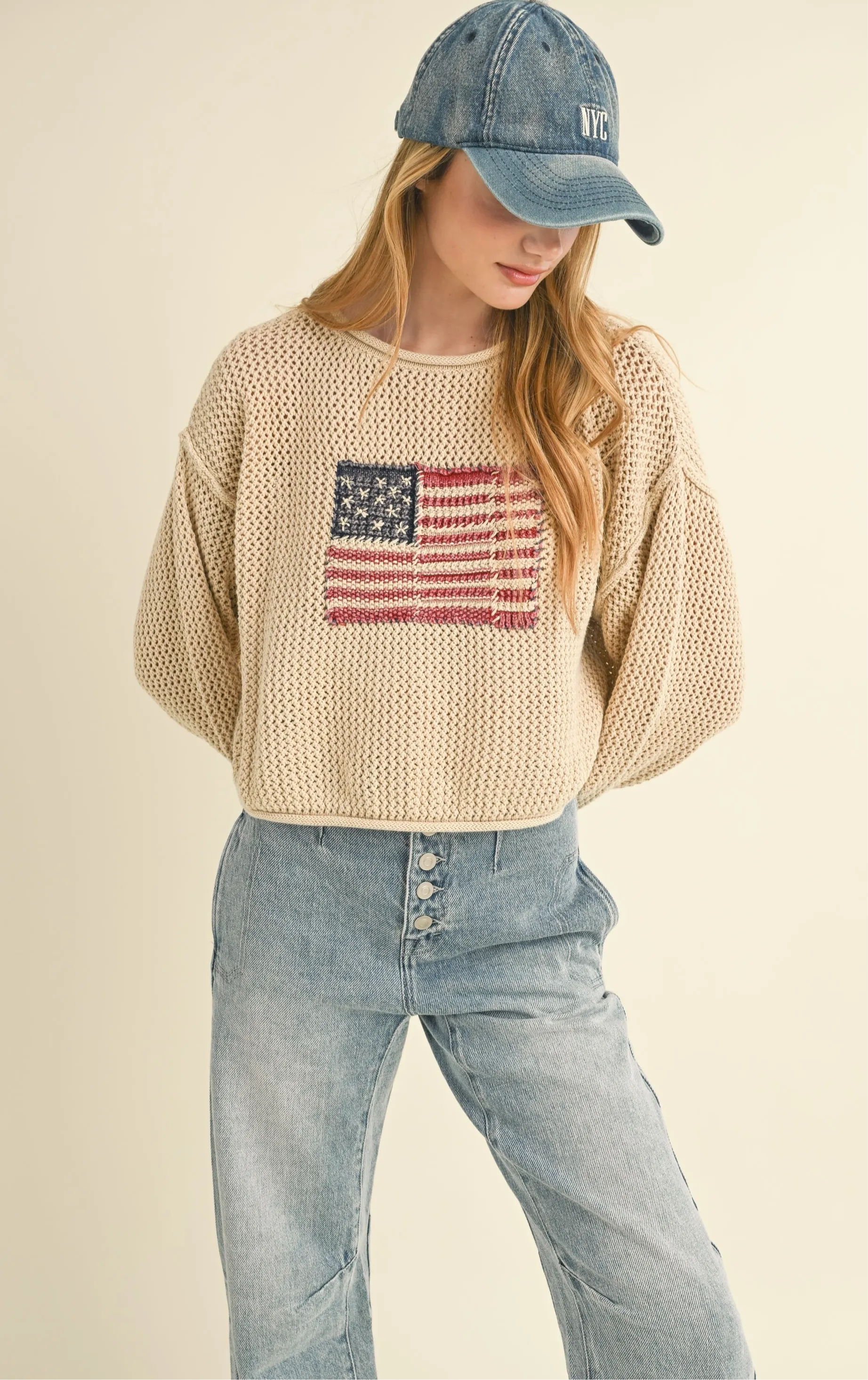 Flag Knitted Sweater Top