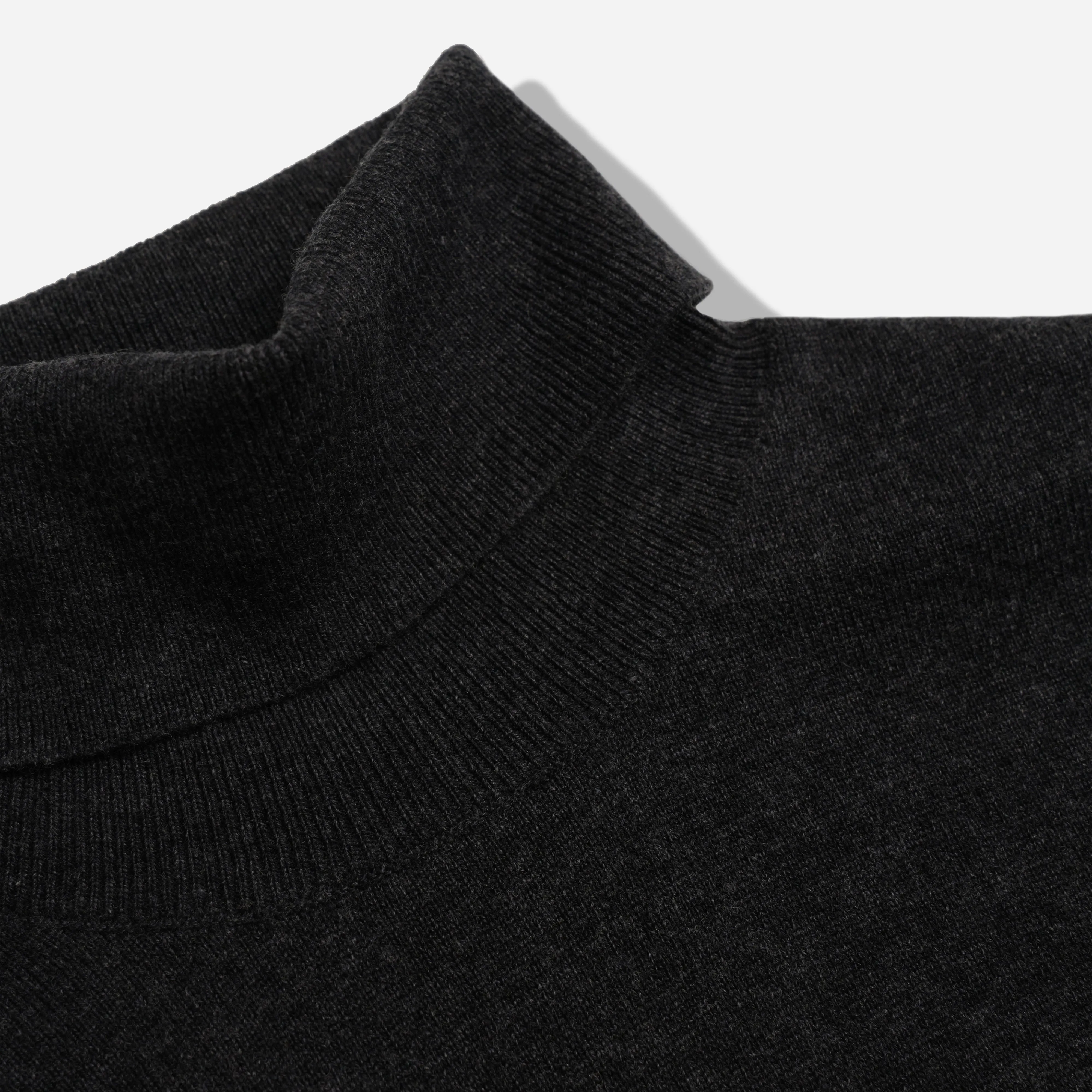 French Cuff Merino Charcoal Turtleneck Sweater