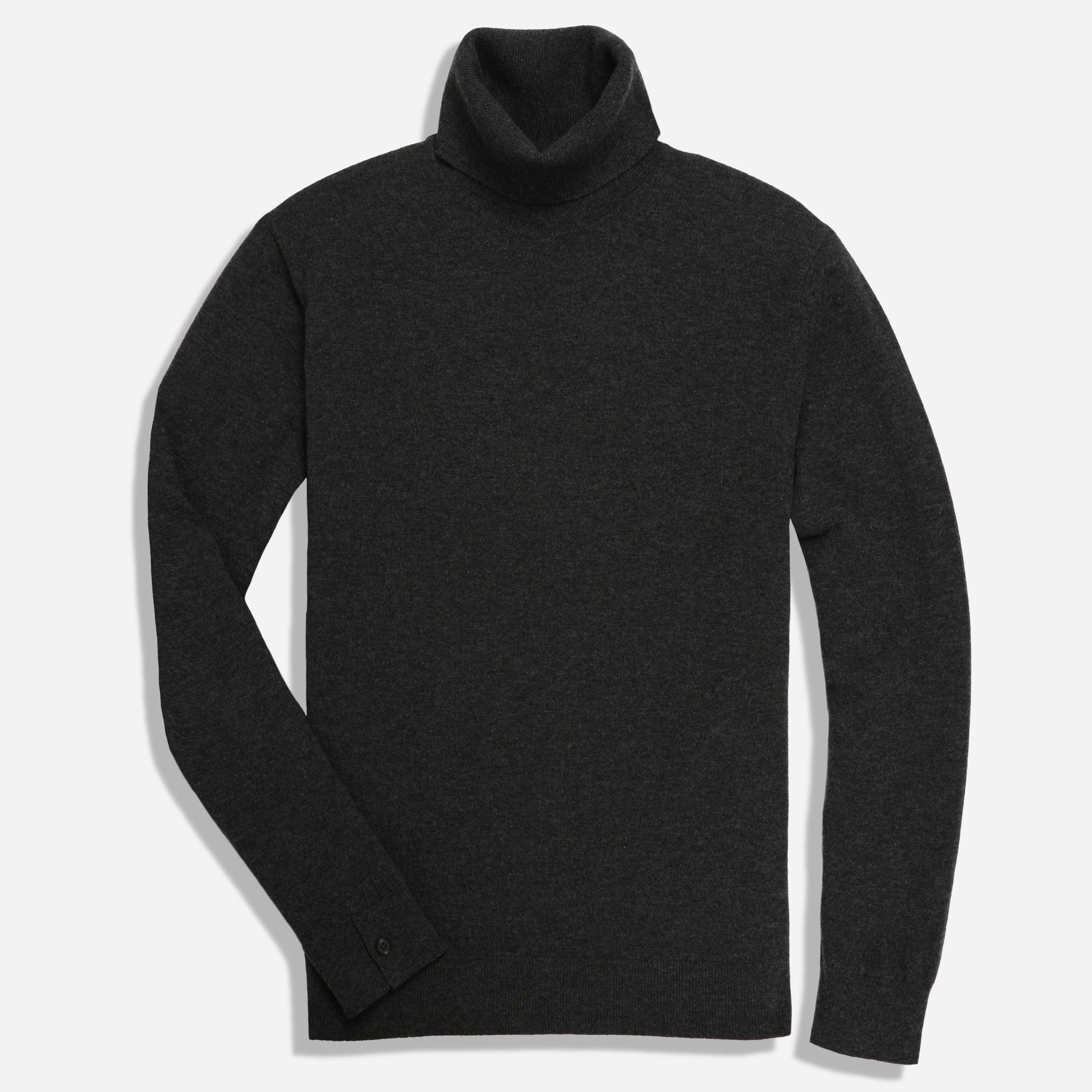 French Cuff Merino Charcoal Turtleneck Sweater