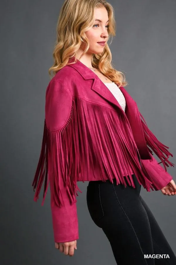 Fringed Faux Suede Jacket