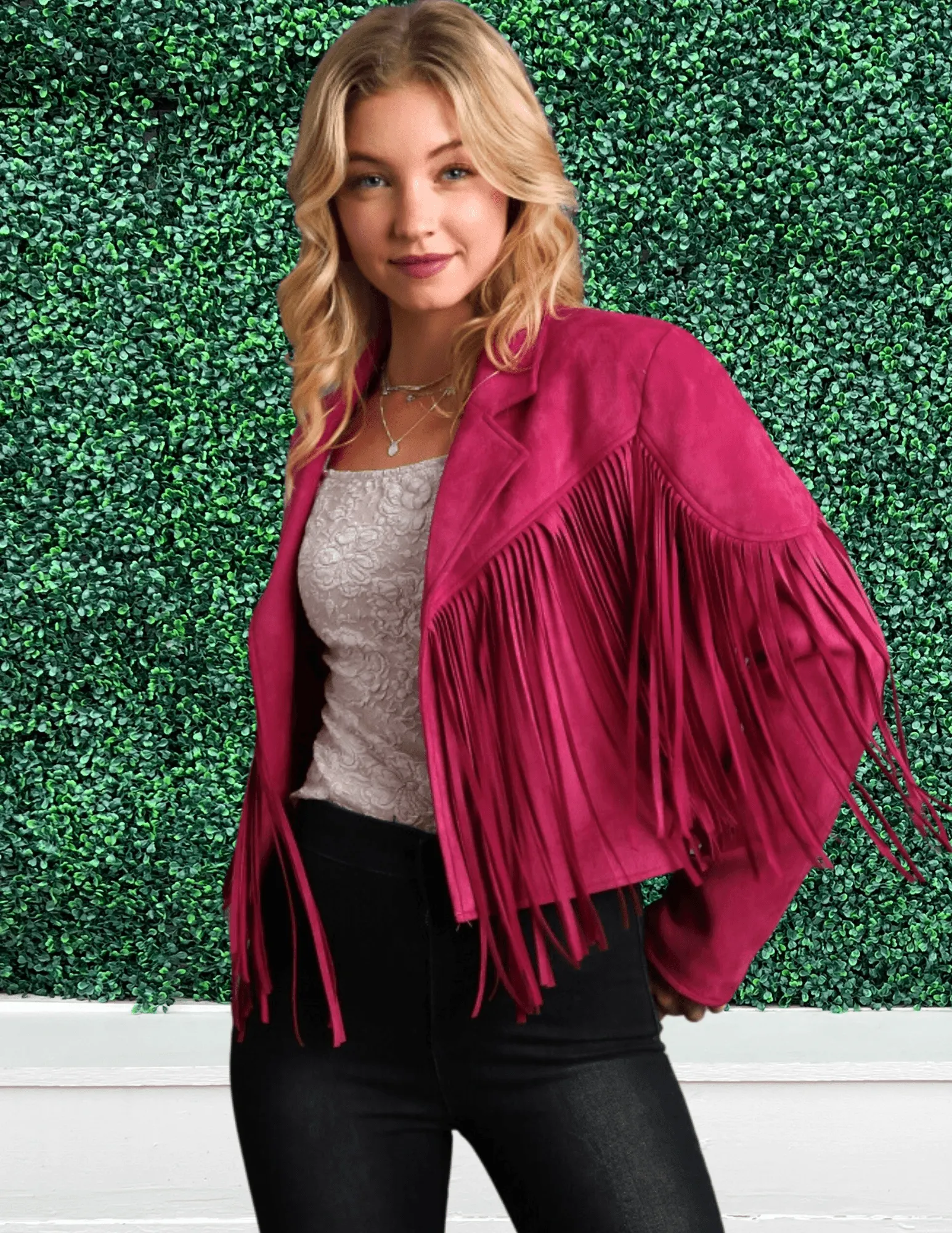 Fringed Faux Suede Jacket