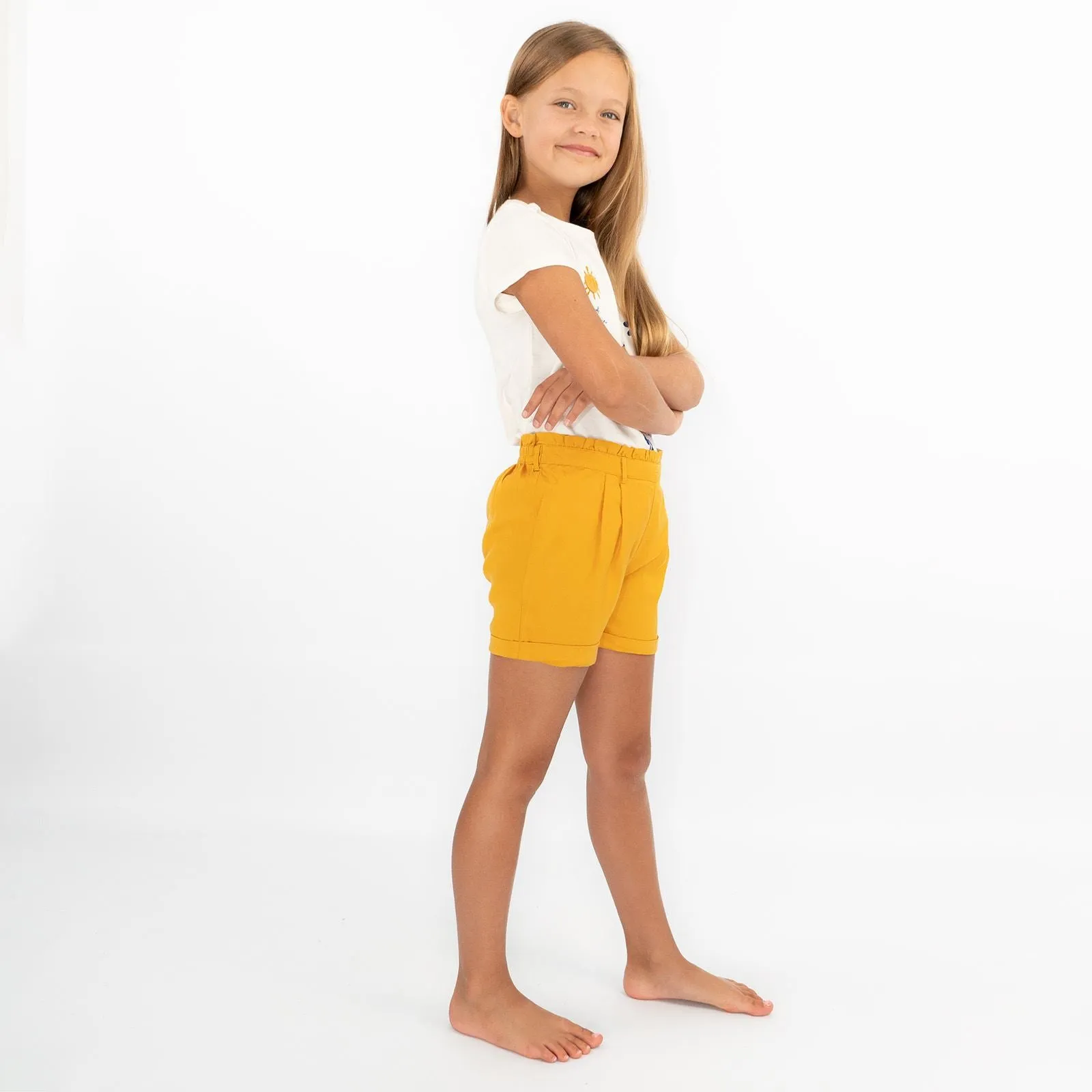 Girls Shorts Mustard Yellow Elasticated Waist Easycare for Summer Holiday