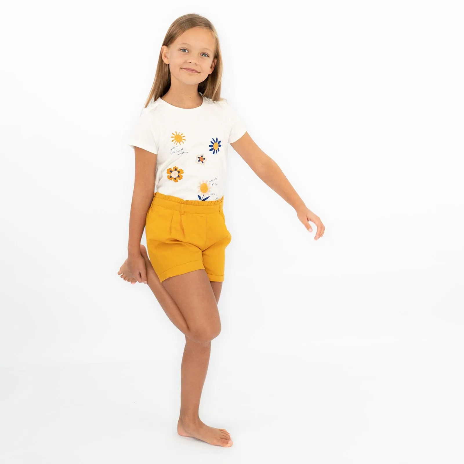 Girls Shorts Mustard Yellow Elasticated Waist Easycare for Summer Holiday