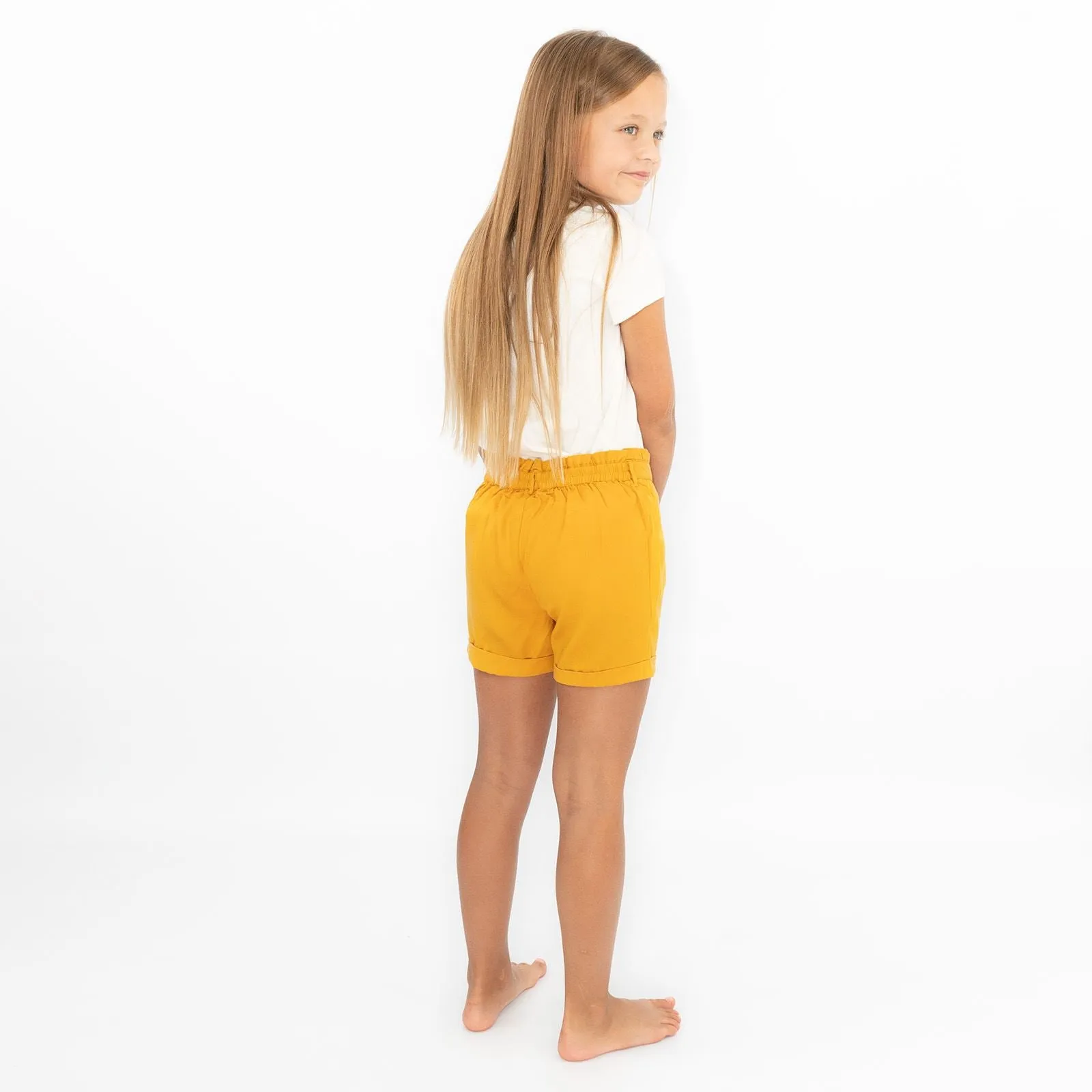 Girls Shorts Mustard Yellow Elasticated Waist Easycare for Summer Holiday