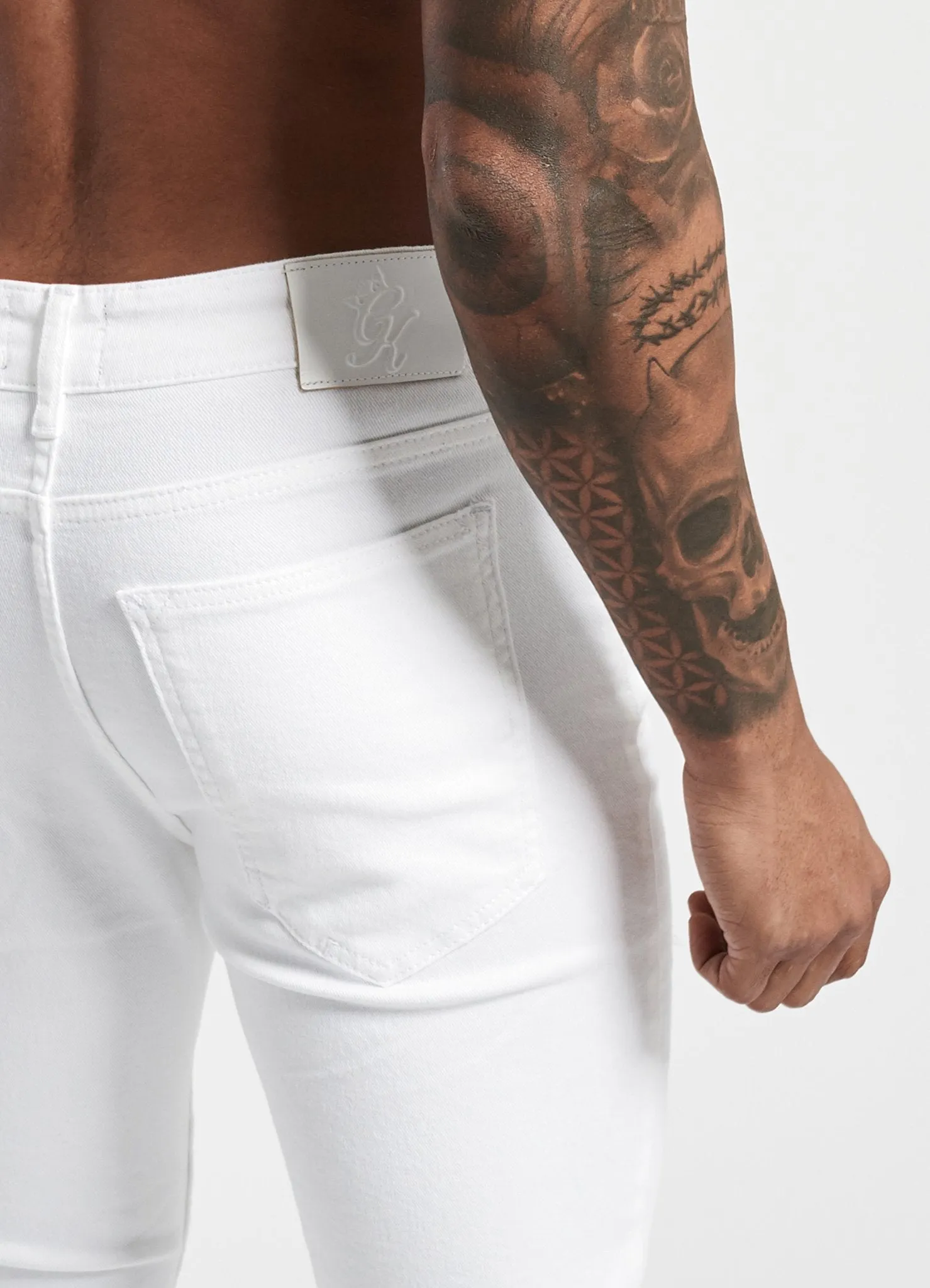 GK Skinny Denim Jean Rip and Repair - White 001