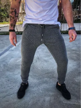 Gray Metal Studs Jogger Pant DM2 Streetwear Jogger Pants