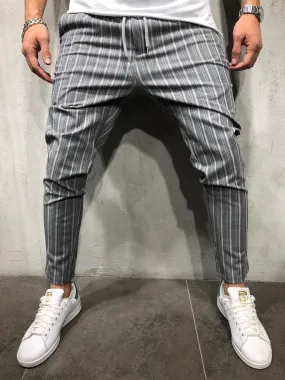 Gray Striped Casual Jogger Pant A211 Streetwear Casual Jogger Pants