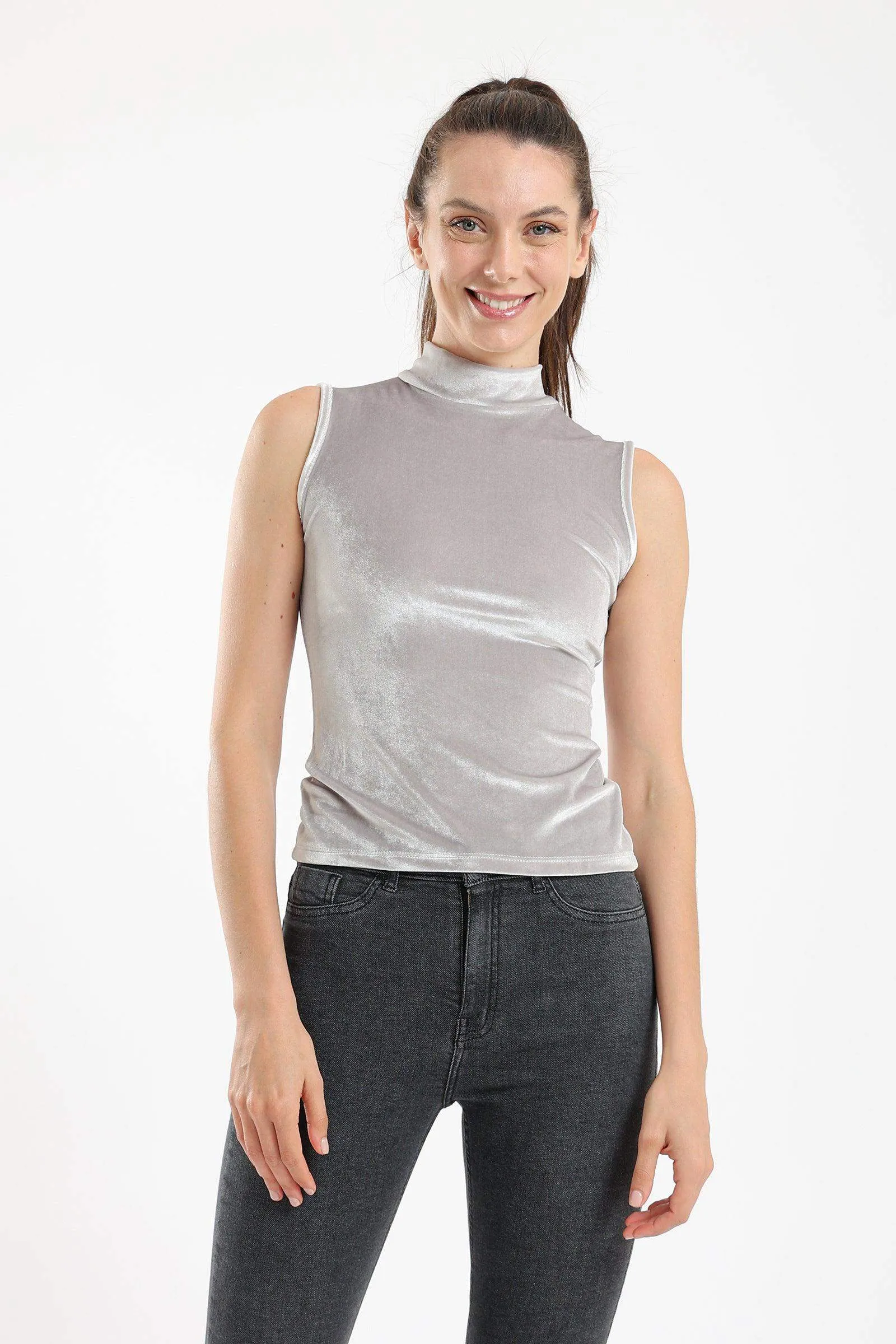 High Neck Sleeveless Top